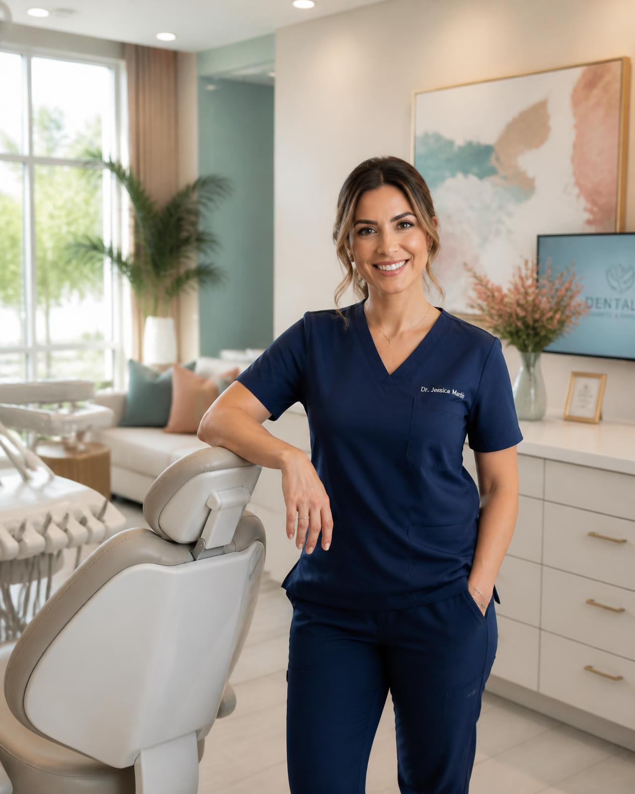 Confident dentist in a bright, modern practice designed to welcome patients